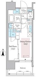 アーバネックス蔵前レジデンス 1DKの間取図画像