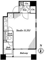 キャビンアリーナ南青山 9階ワンルームの間取り