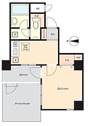 東急池上線 蓮沼駅 徒歩7分の賃貸マンション 1階1Kの間取り