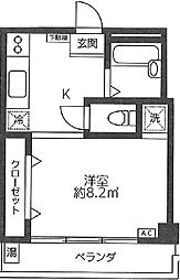 KAMマンション 1Kの間取図画像