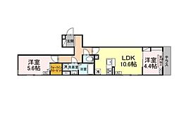 セレスティア小豆沢 1階2LDKの間取り
