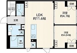 フレア若松河田 2LDKの間取図画像