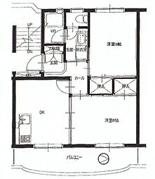 ライフジョイ大袋 3階2DKの間取り
