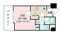 都営新宿線 新宿三丁目駅 徒歩7分の賃貸マンション 4階1Kの間取り