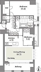 THE CONOE 三田綱町 3階2LDKの間取り