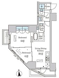 ルジュール神田須田町 9階2LDKの間取り