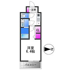 S-RESIDENCE小阪azure 11階1Kの間取り