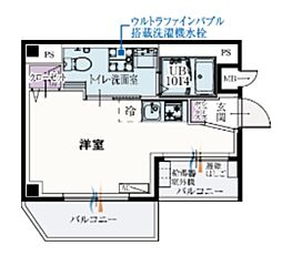 bCASA蒲田WEST 4階ワンルームの間取り