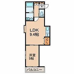 シエスタ 1階1LDKの間取り