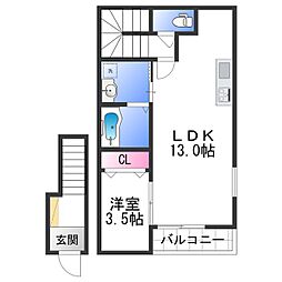 Solis北新 1LDKの間取図画像