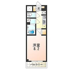 近鉄南大阪線 北田辺駅 徒歩7分の賃貸マンション 9階1Kの間取り