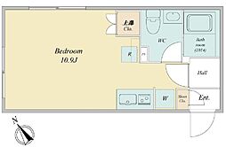 ラヴィエール清澄ガーデンテラス 2階ワンルームの間取り