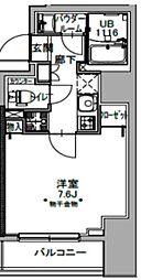 S-RESIDENCE八丁堀una 1Kの間取図画像