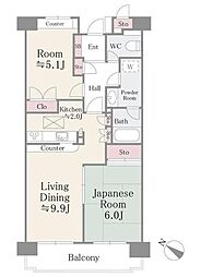 コースト・ヴィラ葛西臨海公園 2LDKの間取図画像