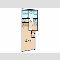 グランヒルズ田端 4階1Kの間取り