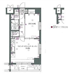 ライジングプレイス向島 5階1LDKの間取り
