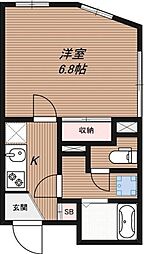 リーガランド西小山 3階1Kの間取り