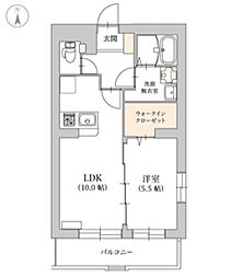 アリビオコート 1LDKの間取図画像