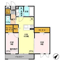 クレストヒル 2LDKの間取図画像
