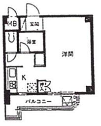 サウスサイド都立大 3階1Kの間取り