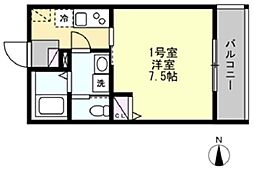 パークアシュエ 3階1Kの間取り