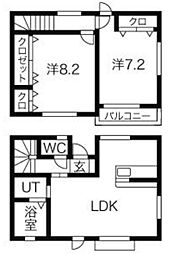 リープアベニュー 1階2LDKの間取り