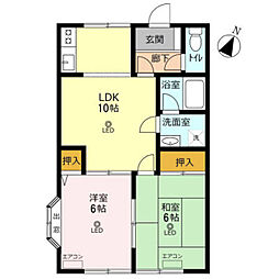 トゥインクル広瀬 2階2LDKの間取り