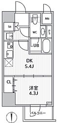 S-RESIDENCE住吉aquacht 1DKの間取図画像