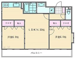 ティエラ箱崎 2LDKの間取図画像