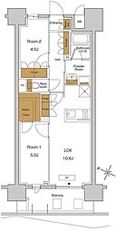 RJRプレシア東十条ガーデン 11階2LDKの間取り