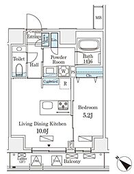 オーパスレジデンス南青山 2階1LDKの間取り