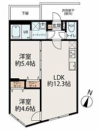 東京メトロ丸ノ内線 中野富士見町駅 徒歩6分の賃貸マンション 3階2LDKの間取り