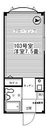 プレリュード狛江 1階1Kの間取り
