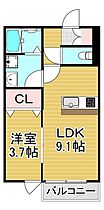 ＣＳ津福 302 ｜ 福岡県久留米市津福今町166-1（賃貸アパート1LDK・3階・33.63㎡） その2