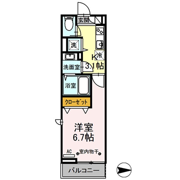 プランドール・アデン ｜東京都あきる野市秋川３丁目(賃貸アパート1K・2階・25.28㎡)の写真 その2