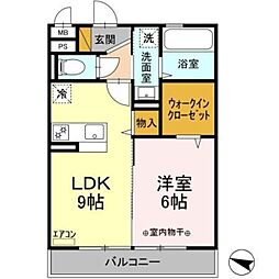 南桜 3階1LDKの間取り