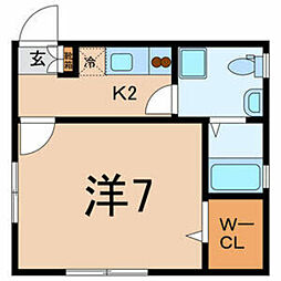 パルーム 1Kの間取図画像
