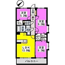 プレアデス小郡II 403 ｜ 福岡県小郡市寺福童302-1（賃貸マンション3LDK・4階・73.44㎡） その2