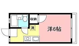スパローハイツ 2階1Kの間取り