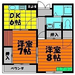アピア加美 2DKの間取図画像
