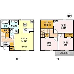 JR紀勢本線 紀三井寺駅 徒歩12分の賃貸テラスハウス 2階3LDKの間取り