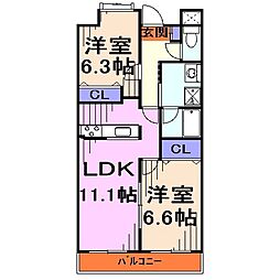 プロミネンス5 2LDKの間取図画像