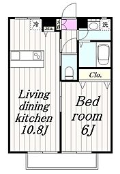 ハイタウンB 1LDKの間取図画像