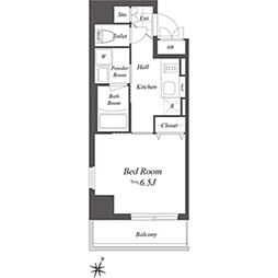 GranDuo二子多摩川 1Kの間取図画像