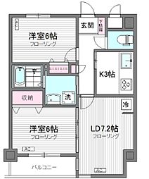 ヴィルヌーブ南麻布 4階2LDKの間取り