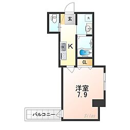 みおつくし高井田 1Kの間取図画像