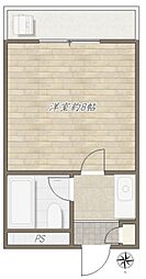 アーバンハイツ 2階1Kの間取り