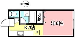 江川コーポ 1Kの間取図画像
