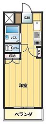 ロワールハイム 1階ワンルームの間取り