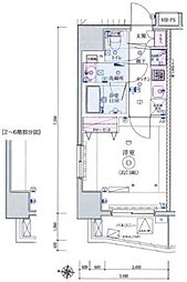 LIVCITY田町 1Kの間取図画像